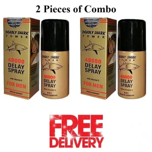 2 Pieces of Combo Deadly Shark 48000 Delay Spray for Men with Vitamin E 45ml